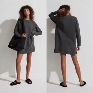 Varley Albret long sleeve ribbed dress with zippers size L charcoal gray